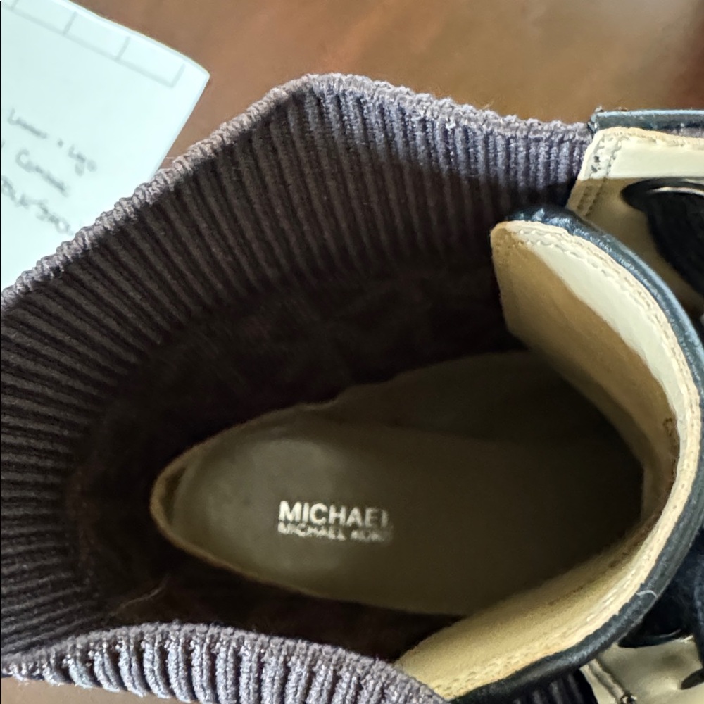 Michael Kors Black and Brown Logo Combat Boots - Picture 4 of 6